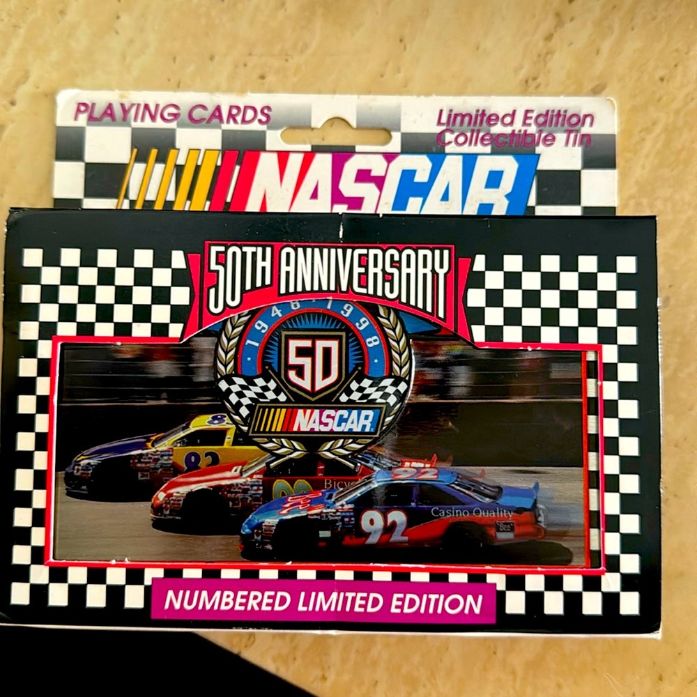 Nascar 50th Anniversary Playing Cards with Limited Numbered Collectible Tin